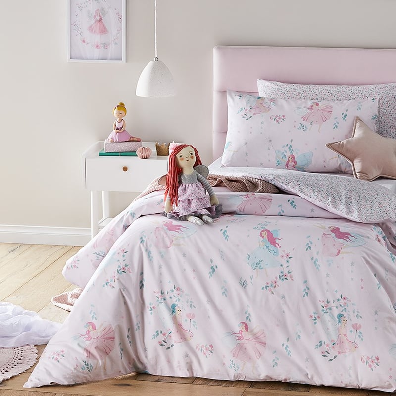 Enchanted Fairy Muted Pink Quilt Cover Set