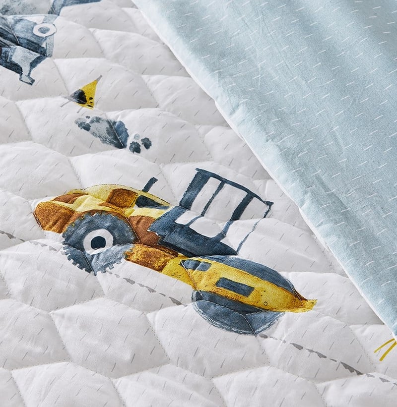 Under Construction White Quilted Quilt Cover Set