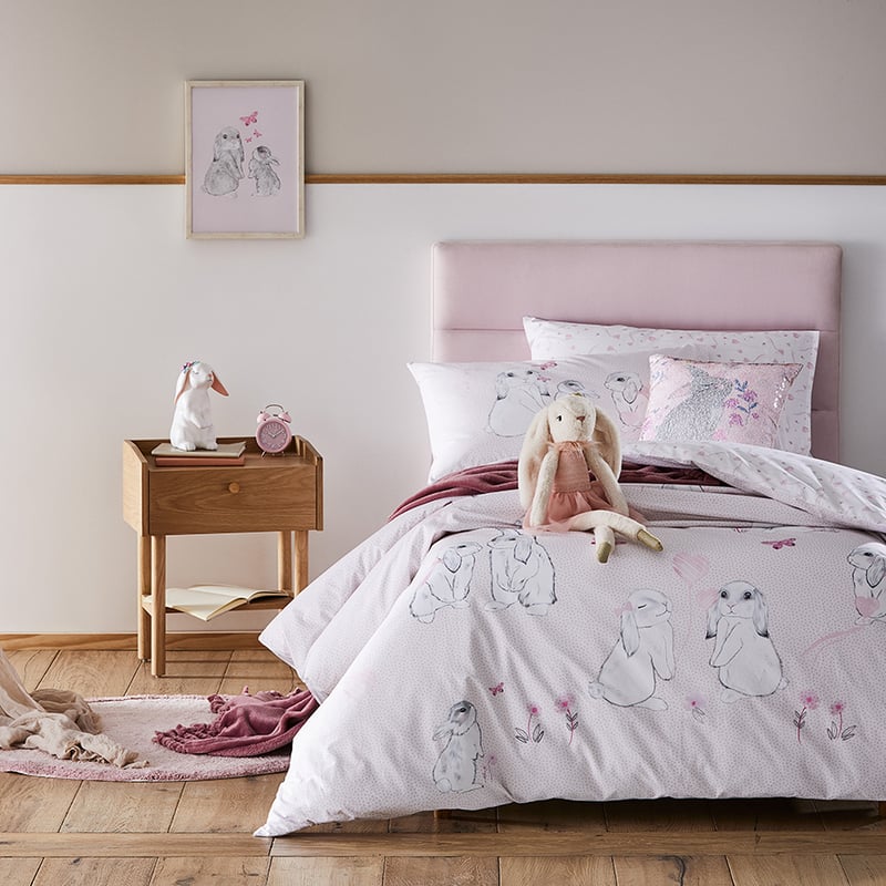 Butterfly Bunny Blush Quilt Cover Set