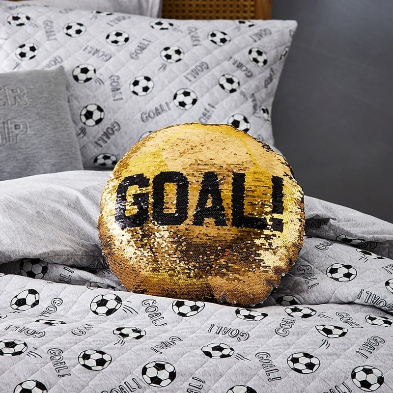 Soccer Star Grey Marle Quilted Jersey Quilt Cover Set