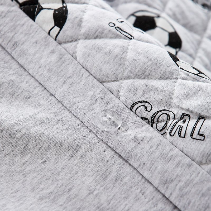 Soccer Star Grey Marle Quilted Jersey Quilt Cover Set