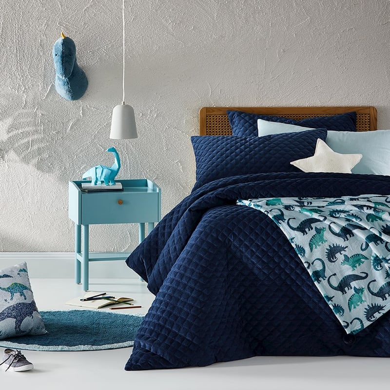 Alaska Corduroy Navy Quilted Quilt Cover Set