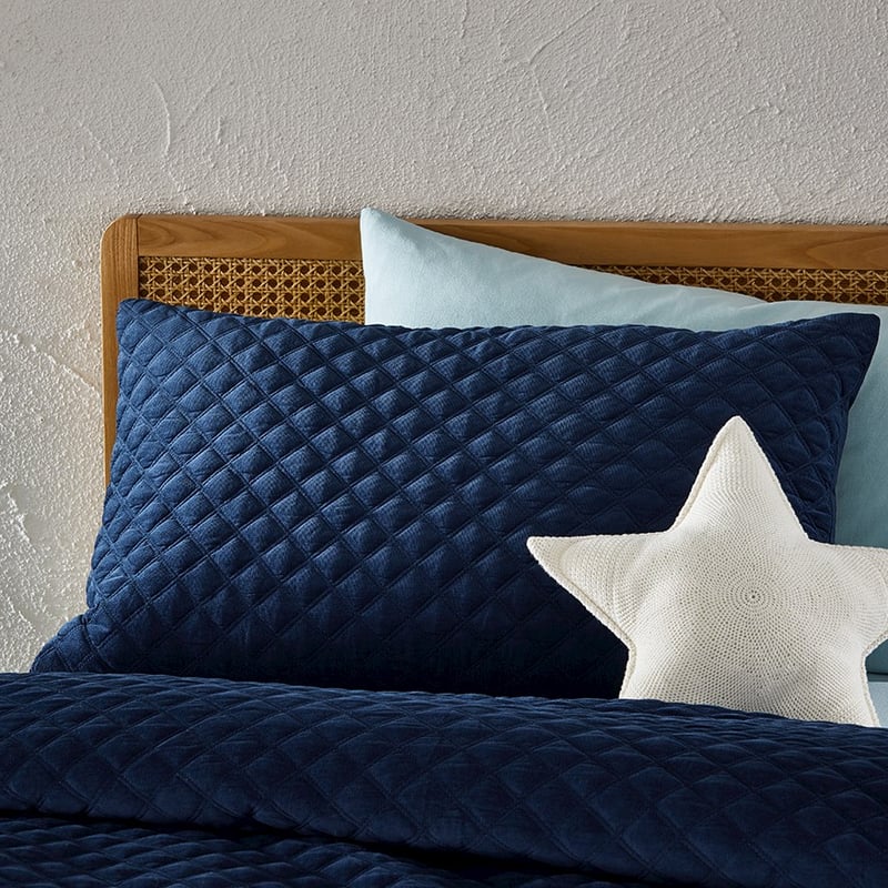 Alaska Corduroy Navy Quilted Quilt Cover Set