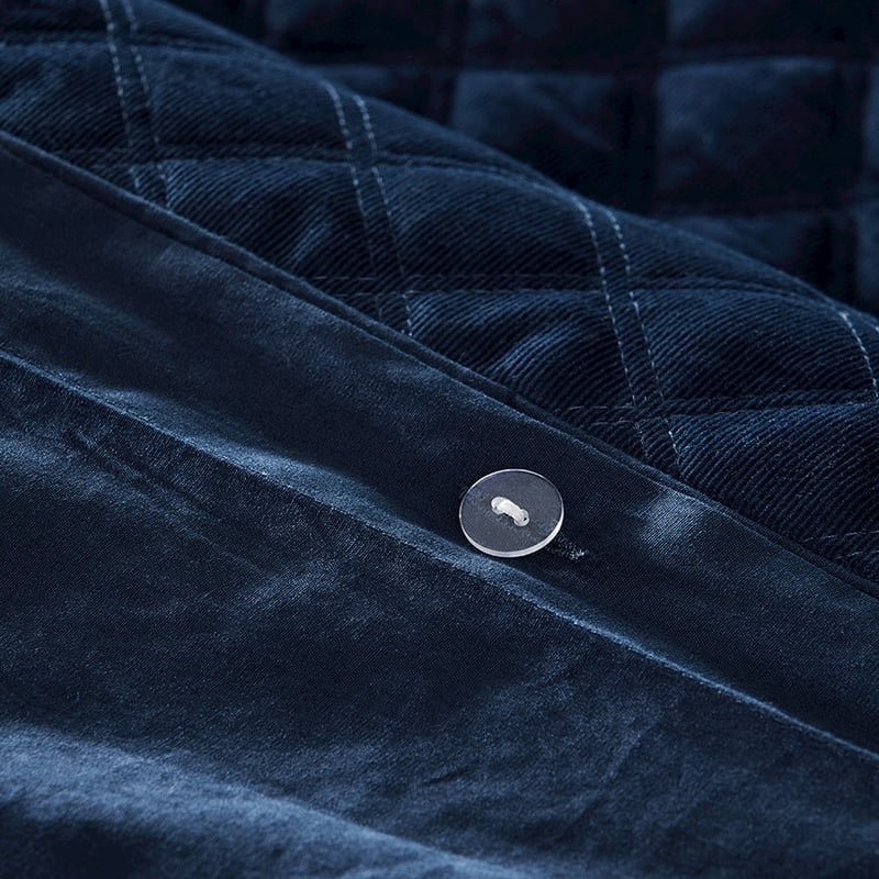 Alaska Corduroy Navy Quilted Quilt Cover Set