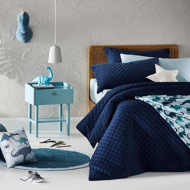 Alaska Corduroy Navy Quilted Quilt Cover Set