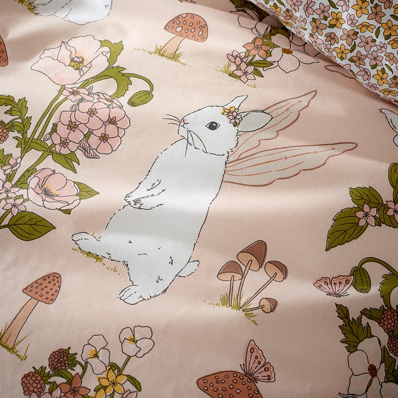 Fairy Bunny Blush Quilt Cover Set