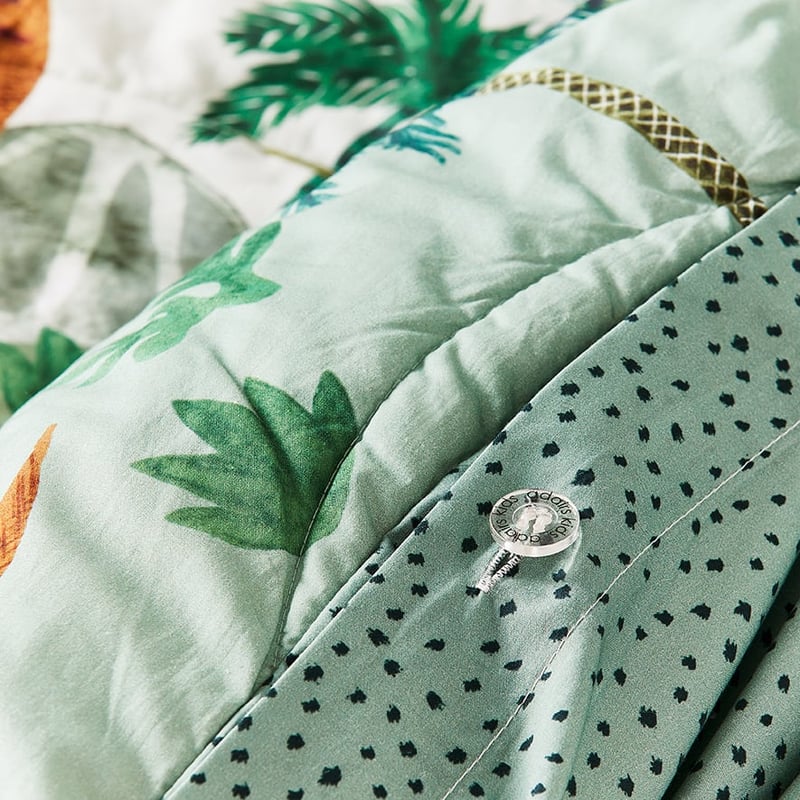 Dino World Forest Green Quilt Cover Set