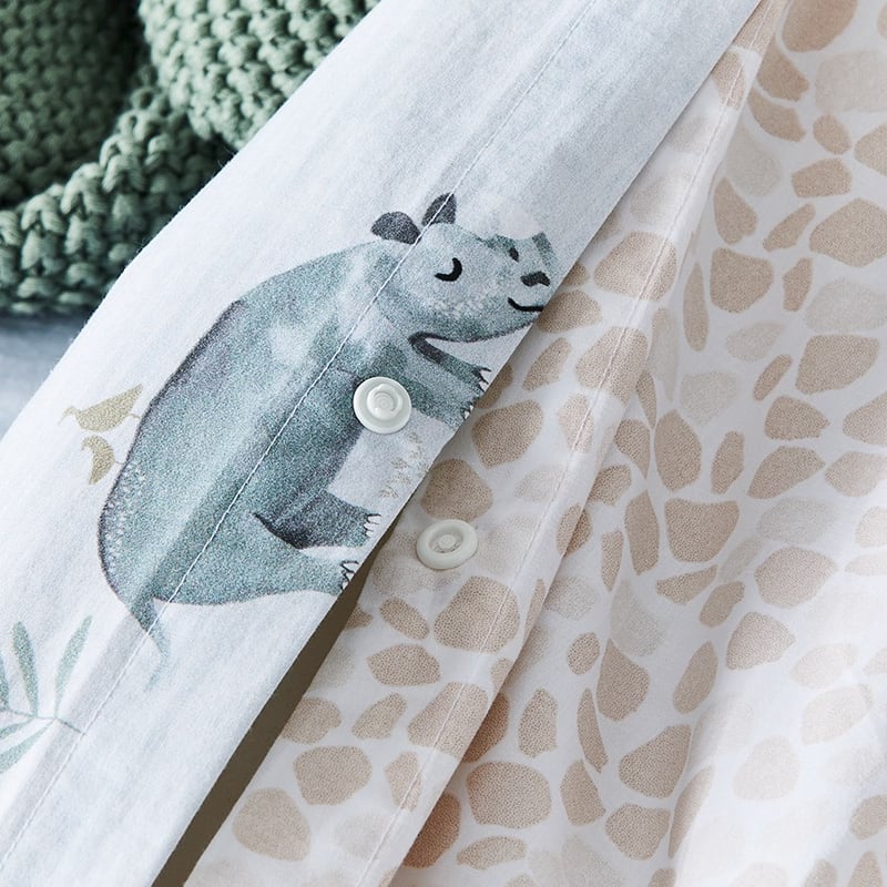 Animals Of The World Ice Blue Quilt Cover Set