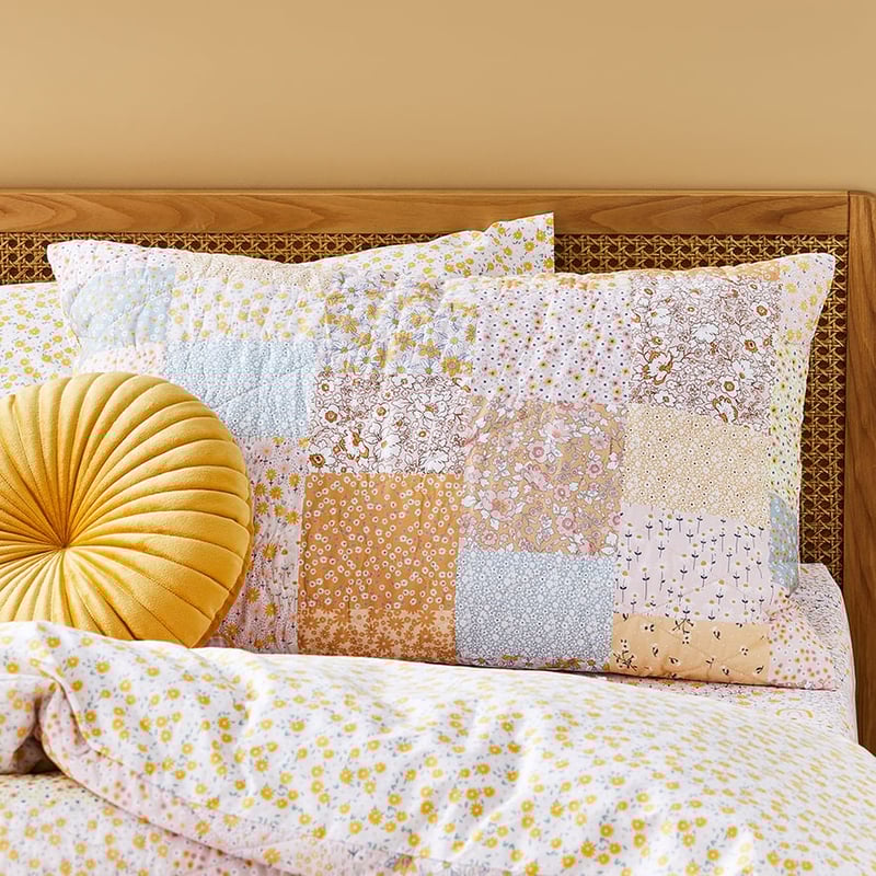 Posy Patchwork Quilted Sunshine Floral Quilt Cover Set