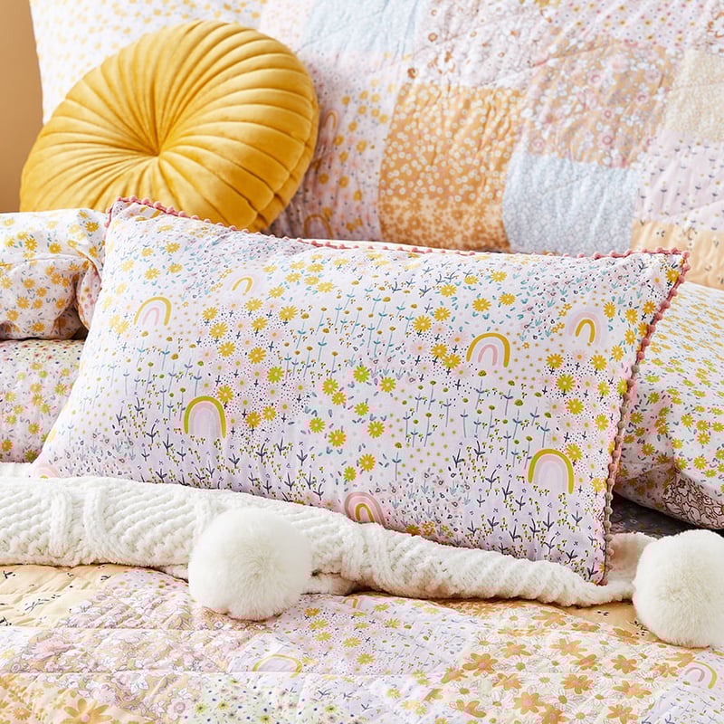 Posy Patchwork Quilted Sunshine Floral Quilt Cover Set