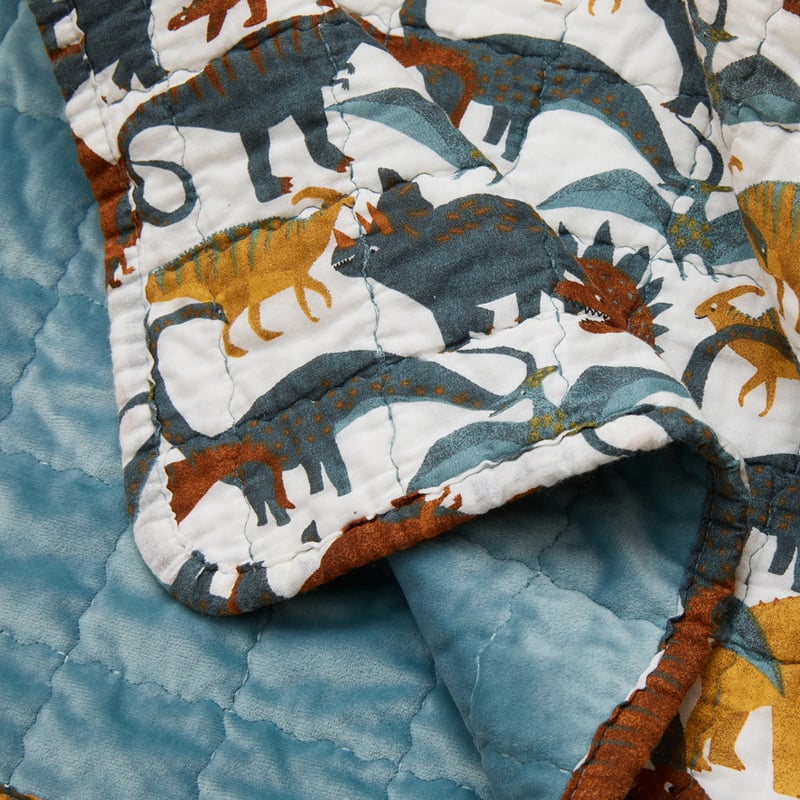 Happysaurus Green Velvet Coverlet