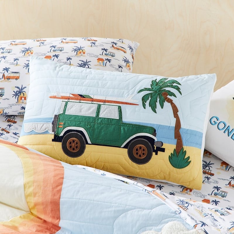 Gone Surfing Quilted Blue Quilt Cover Set