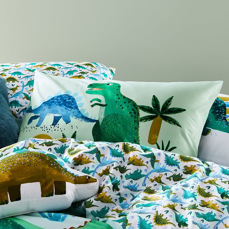 Dinosaur Gang Green Quilt Cover Set