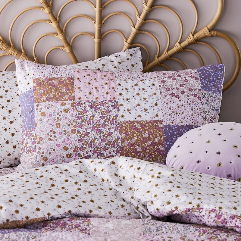 Lilac Meadows Patchwork Quilted Multi Quilt Cover Set