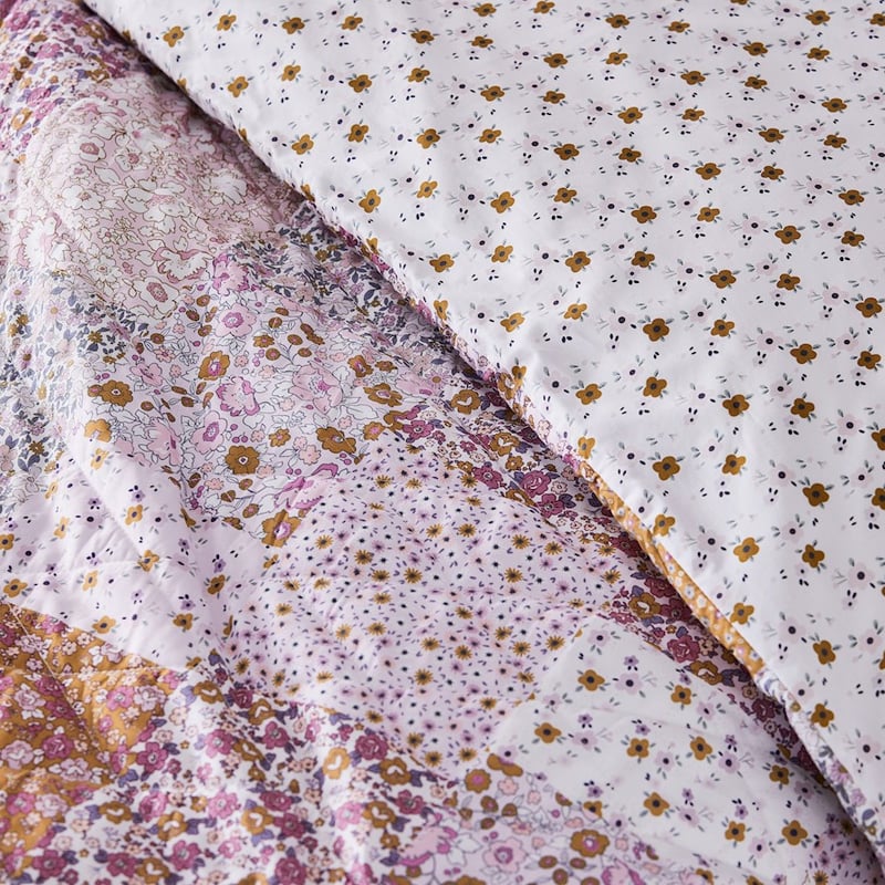 Lilac Meadows Patchwork Quilted Multi Quilt Cover Set