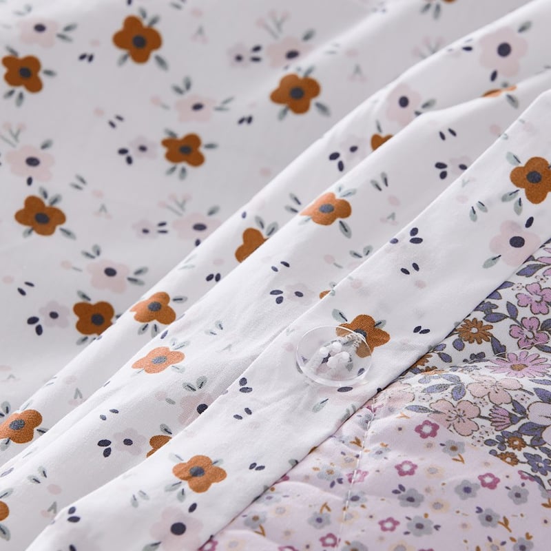 Lilac Meadows Patchwork Quilted Multi Quilt Cover Set