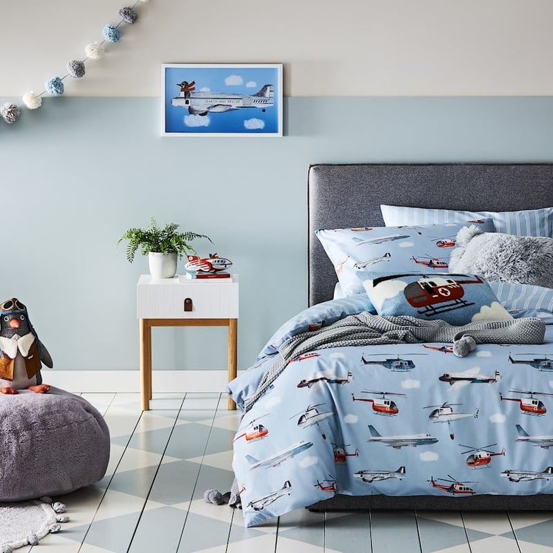 Flight Path Mid Blue Quilt Cover Set