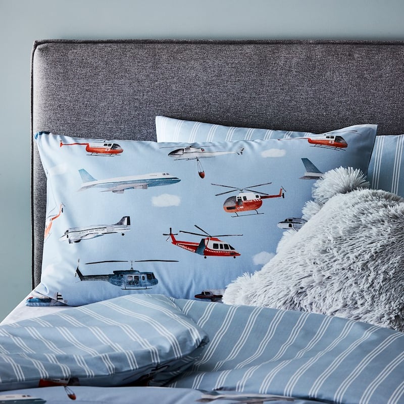 Flight Path Mid Blue Quilt Cover Set