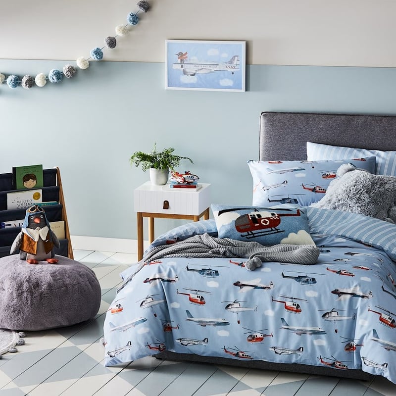 Flight Path Mid Blue Quilt Cover Set