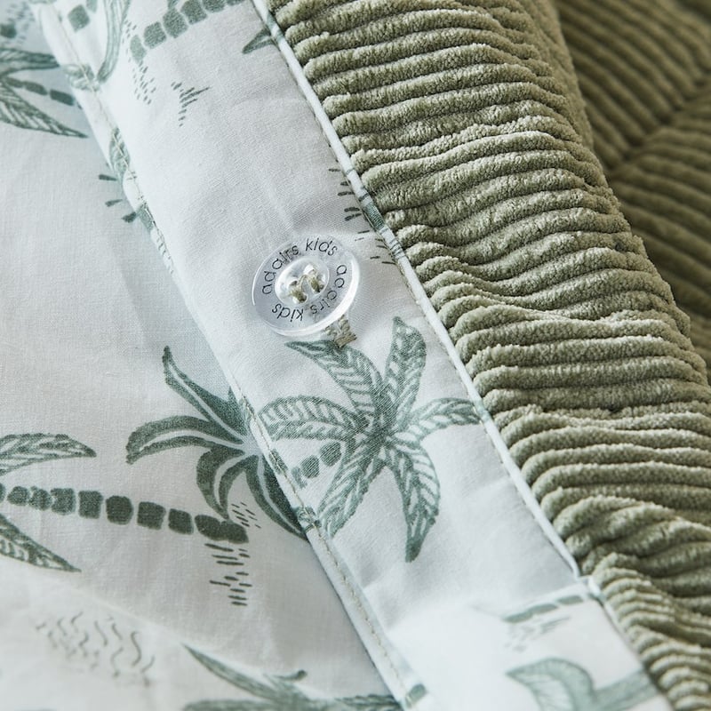 Palm Quilted Corduroy Sage Quilt Cover Set