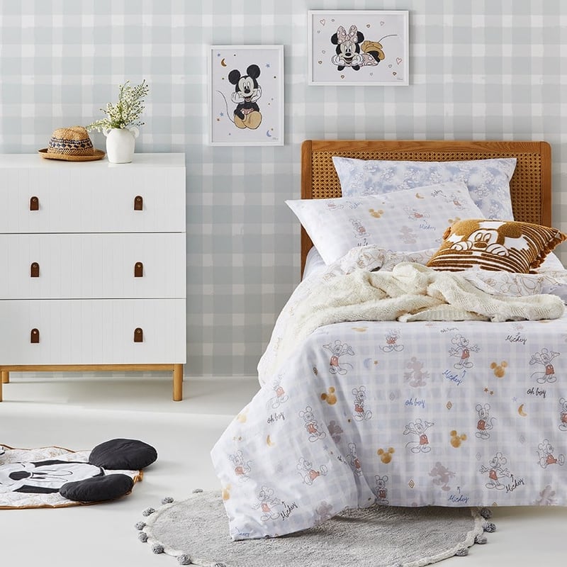 Disney Mickey Mouse Stonewashed Blue Quilt Cover Set