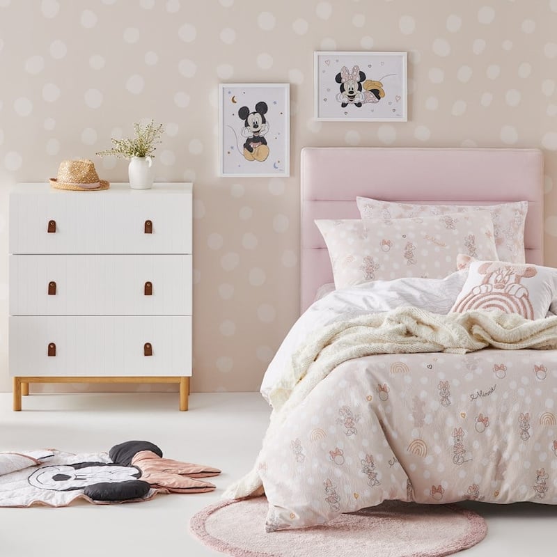 Disney Minnie Mouse Stonewashed Pink Quilt Cover Set