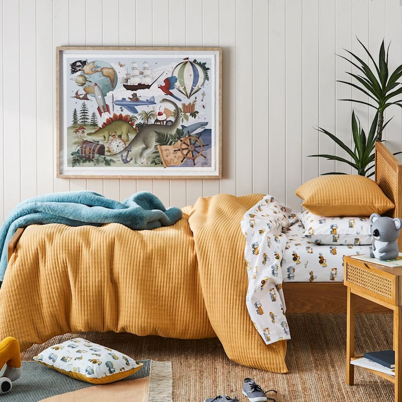 Baxter Quilted Ochre Jersey Quilt Cover Set