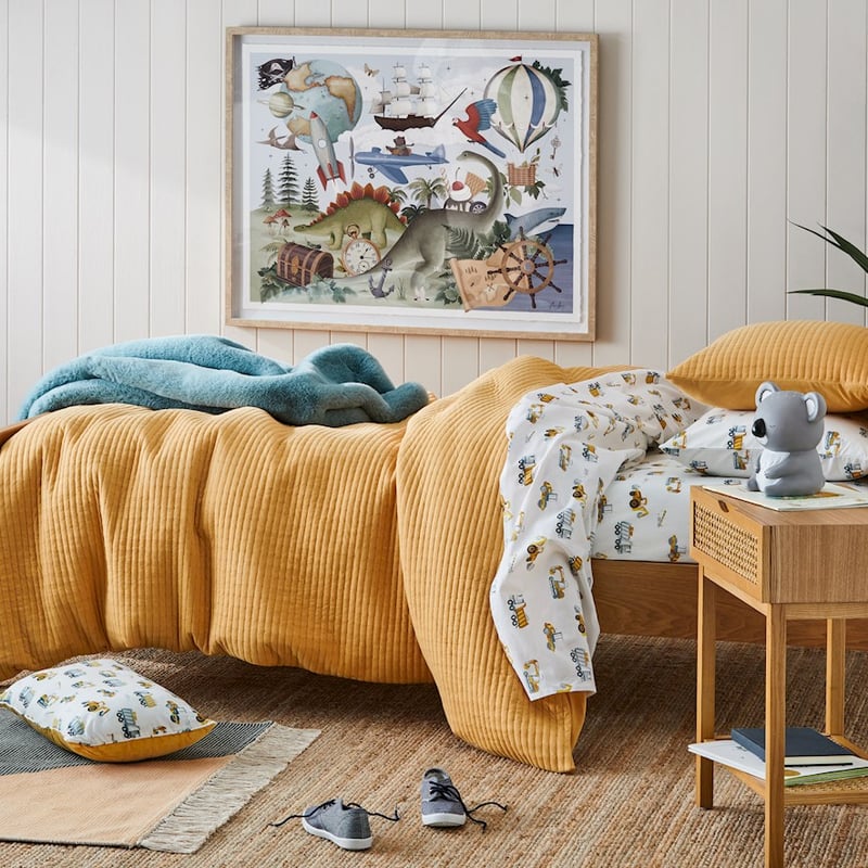 Baxter Quilted Ochre Jersey Quilt Cover Set