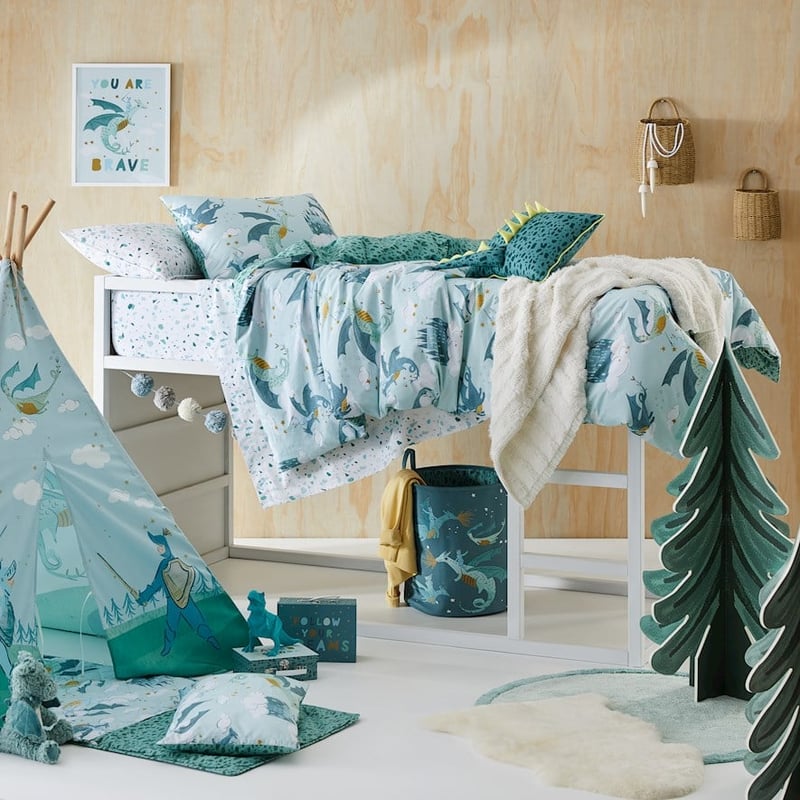 Dragon Tales Mist Green Quilt Cover Set