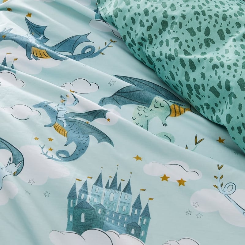 Dragon Tales Mist Green Quilt Cover Set