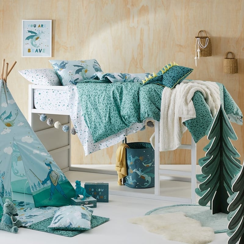 Dragon Tales Mist Green Quilt Cover Set