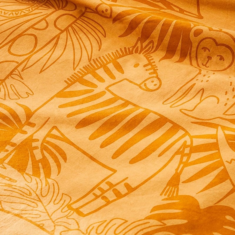Jungle Stonewashed Cotton Mustard Quilt Cover Set