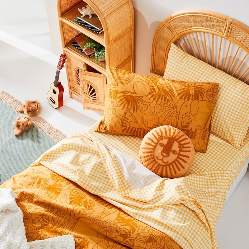 Jungle Stonewashed Cotton Mustard Quilt Cover Set