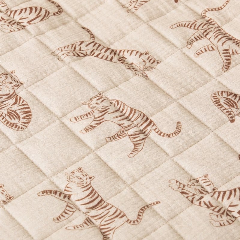 Tiger Dreams Cotton Muslin Natural Quilt Cover Set