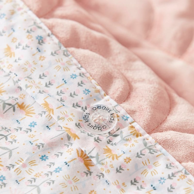 Camilla Floral Pink Quilted Velvet Cot Quilt Cover