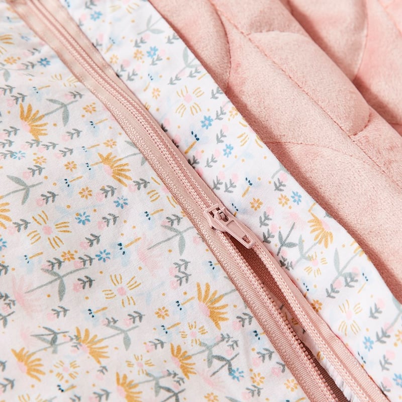 Camilla Floral Pink Quilted Velvet Cot Quilt Cover