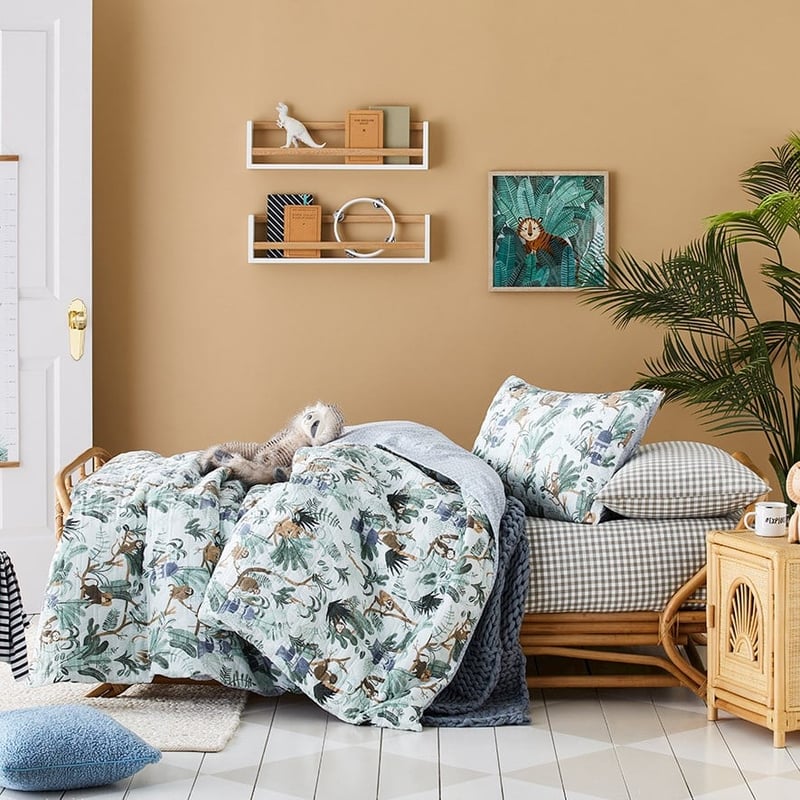 Monkey Trouble Fern Quilted Quilt Cover Set