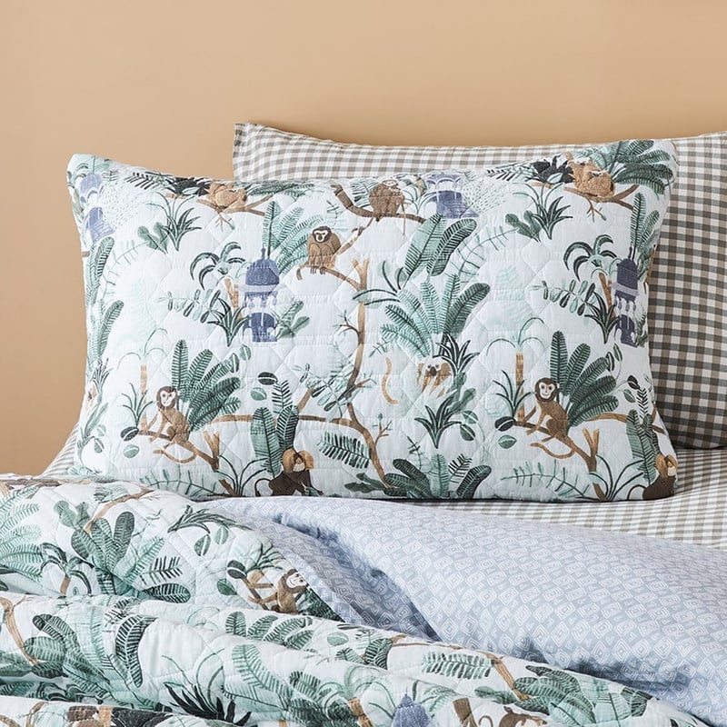 Monkey Trouble Fern Quilted Quilt Cover Set