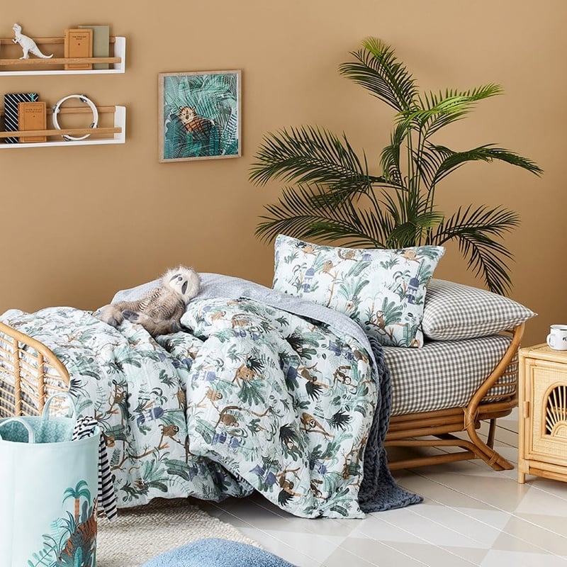 Monkey Trouble Fern Quilted Quilt Cover Set