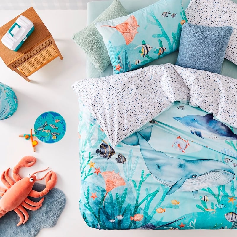 Sea Life Navy Quilt Cover Set