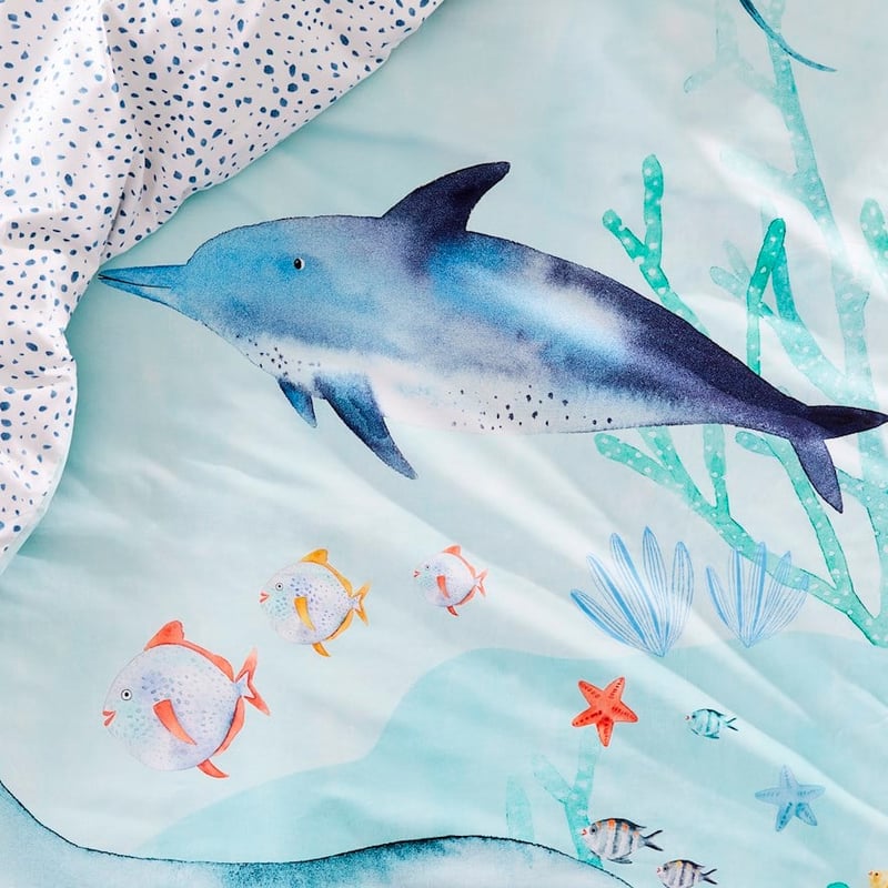 Sea Life Navy Quilt Cover Set