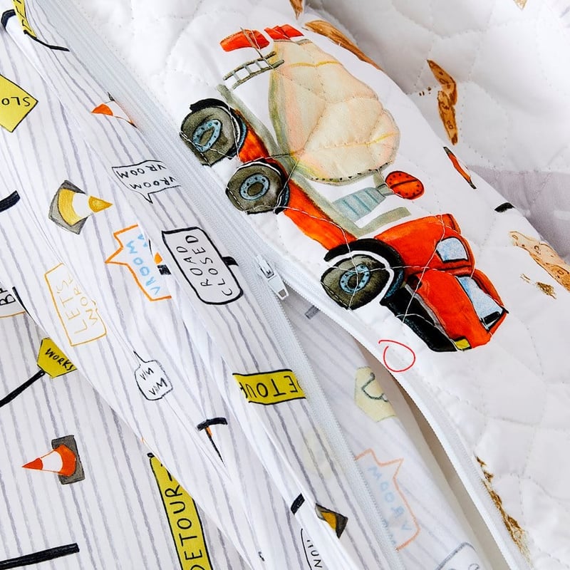 Truck Town Multi Cot Quilted Quilt Cover Set