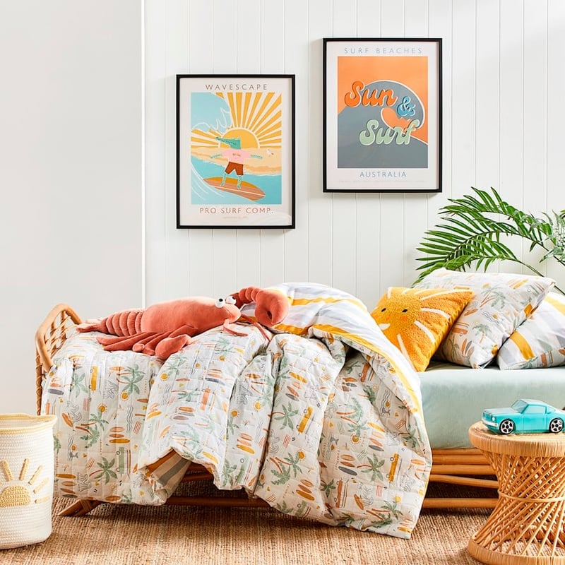 Surf Break White Quilted Quilt Cover Set