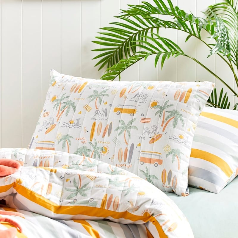 Surf Break White Quilted Quilt Cover Set