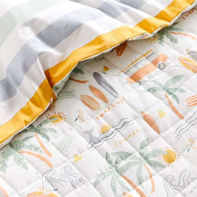 Surf Break White Quilted Quilt Cover Set