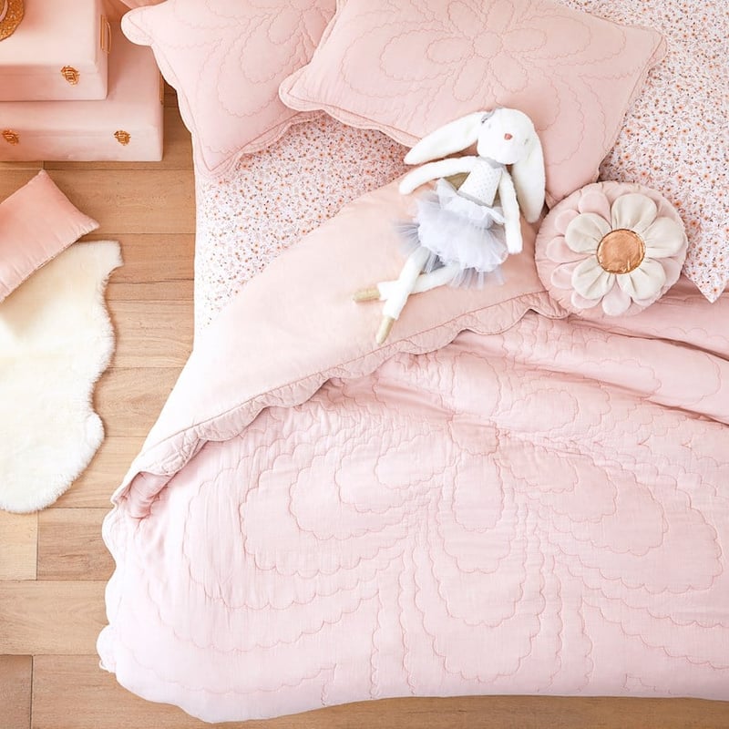 Cici Quilted Dusty Pink Floral Quilt Cover Set