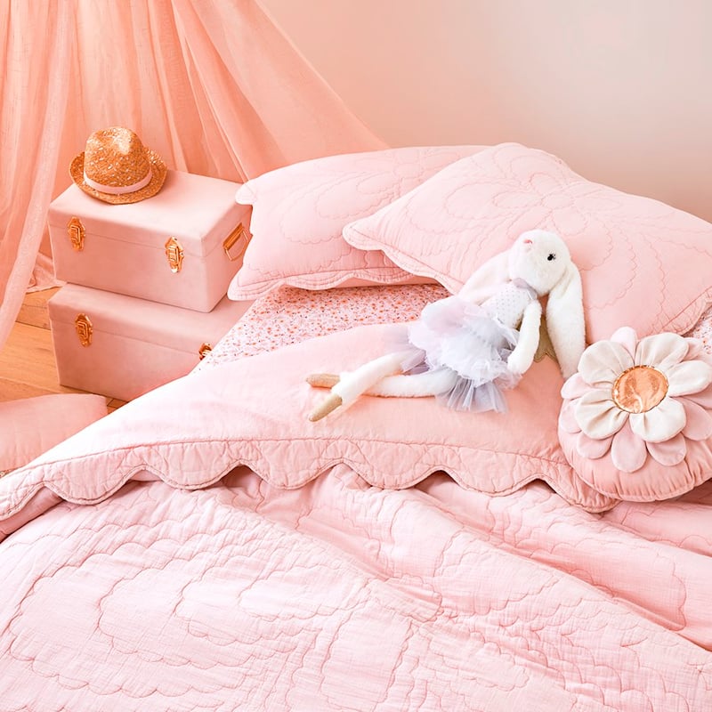 Cici Quilted Dusty Pink Floral Quilt Cover Set