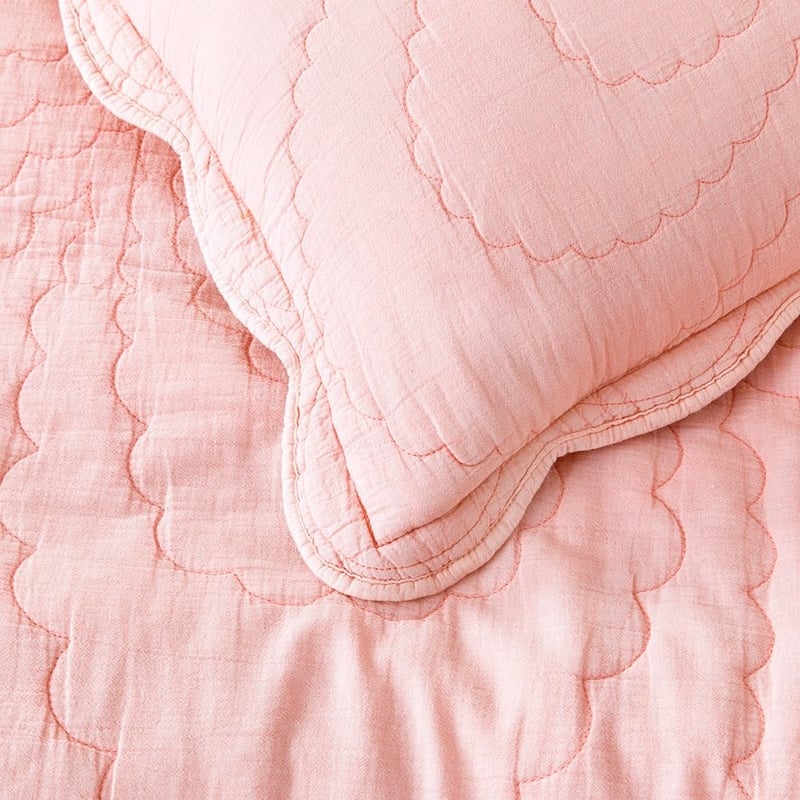 Cici Quilted Dusty Pink Floral Quilt Cover Set