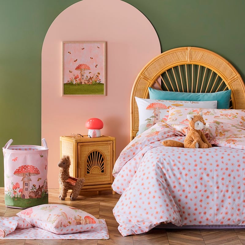 Toadstool Village Pink Quilt Cover Set