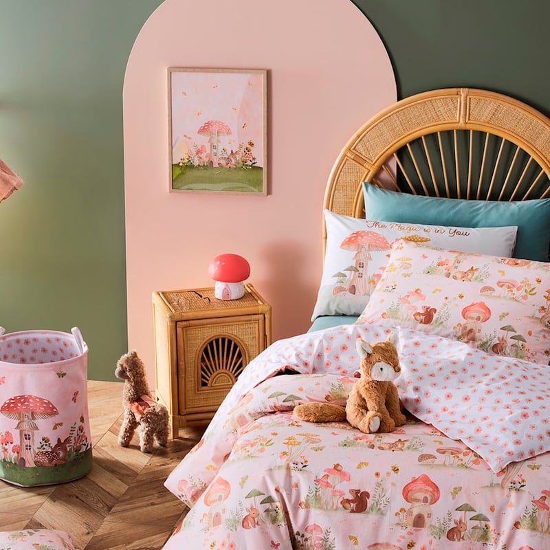 Toadstool Village Pink Quilt Cover Set